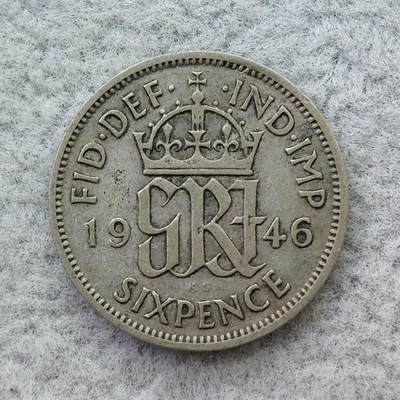 英国1946年乔治六世6便士银币 - 英国1946年乔治六世6便士银币