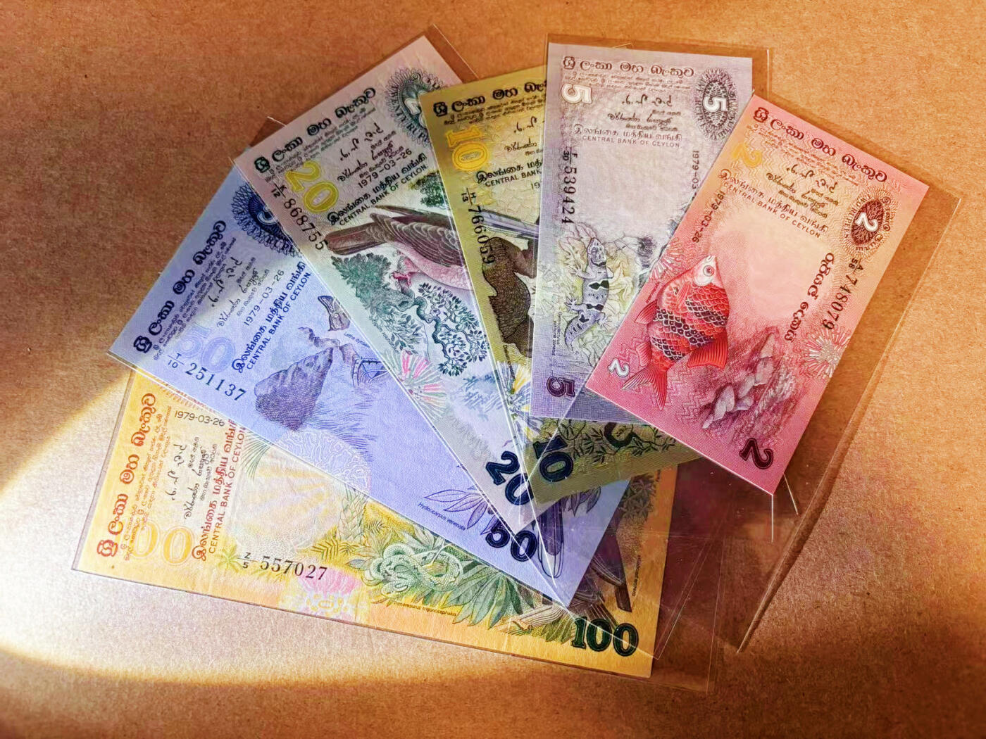 【Blue Auction】✨世界纸币精拍第586期【精】 【一组6张】斯里兰卡 1979年2-50卢比 UNC/UNC-&1979年100卢比 大金鸟 流通品相