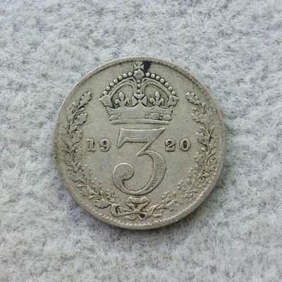 英国1920年乔治五世3便士银币 - 英国1920年乔治五世3便士银币