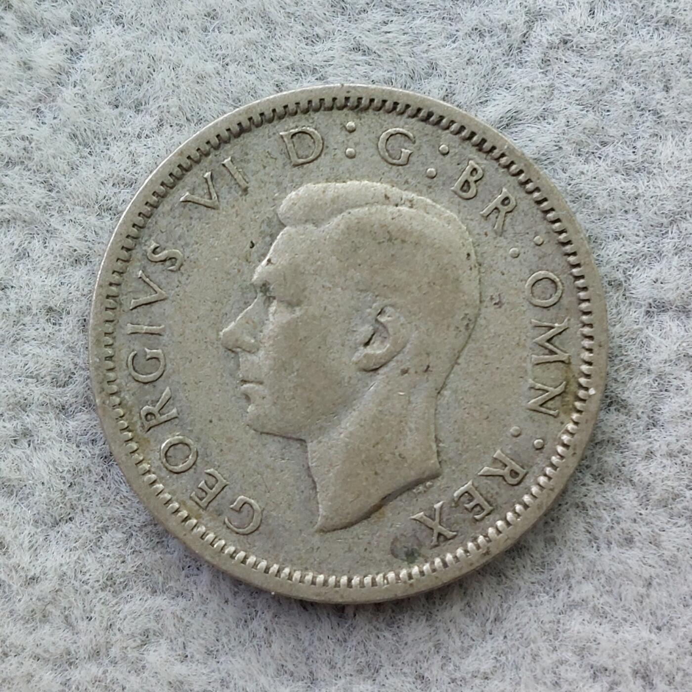 英国1946年乔治六世6便士银币