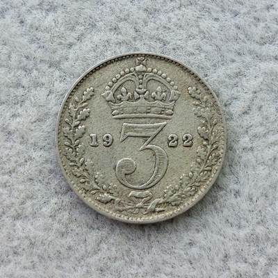 英国1922年乔治五世3便士银币 - 英国1922年乔治五世3便士银币