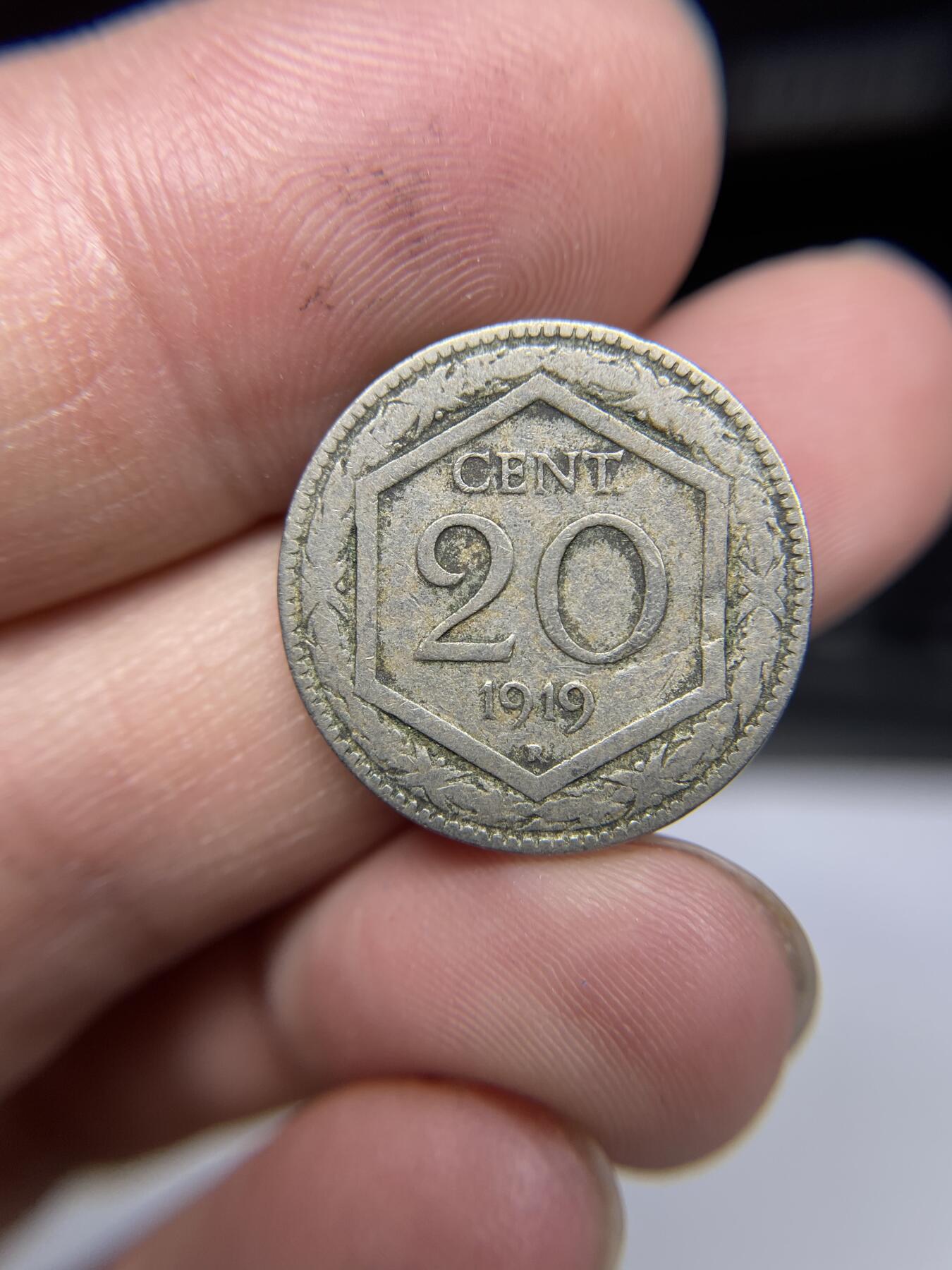 每日一拍，2024年集古藏今外币拍卖第十八期-第6场—（总第176拍），可以寄存60天，满160元包邮。 1919年意大利20分
