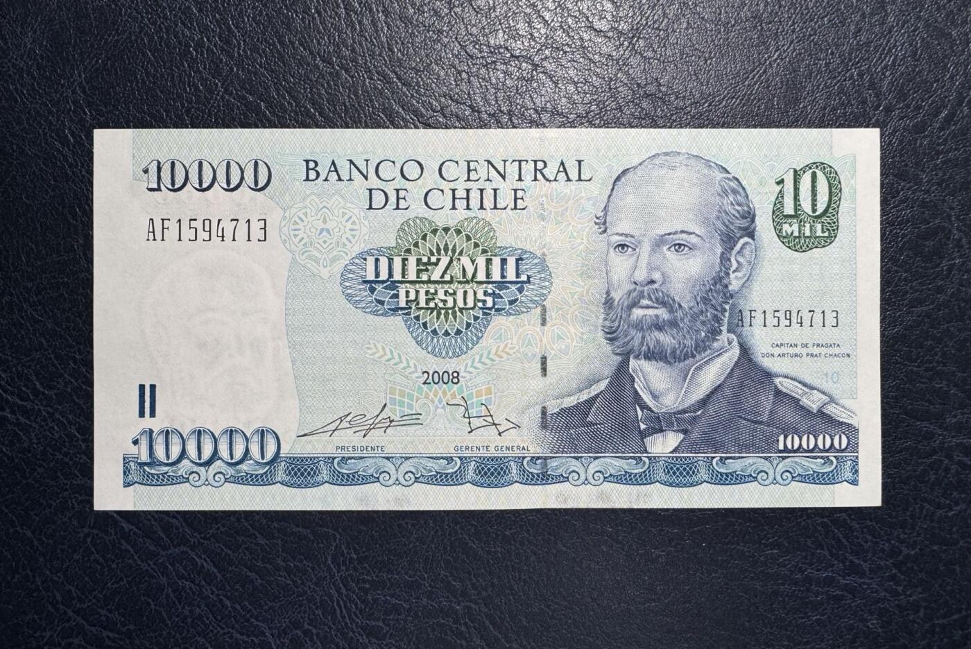 收藏联盟Quantum Auction 第395期拍卖  智利2008年10000比索和德国1910年1000马克 品相UNC 瑕疵细节如图