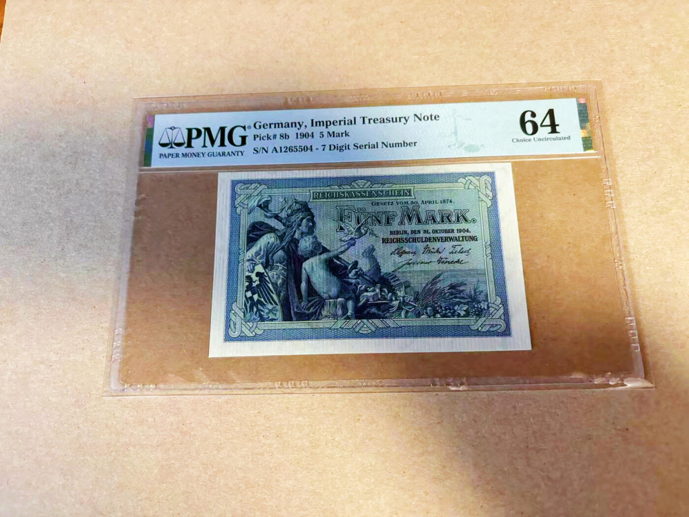 【Blue Auction】✨世界纸币精拍第586期【精】 德国 1904年5马克 PMG64