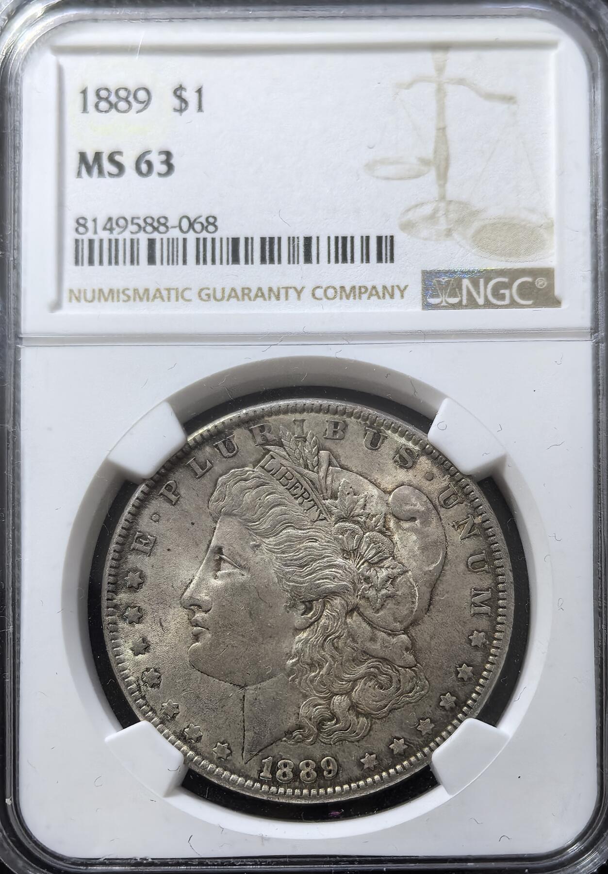 南宋泉阁俄币 外币 国币 专场第一期 美国 1889年摩根1美元银币 NGC评级MS63分 淡包浆好品 转光
