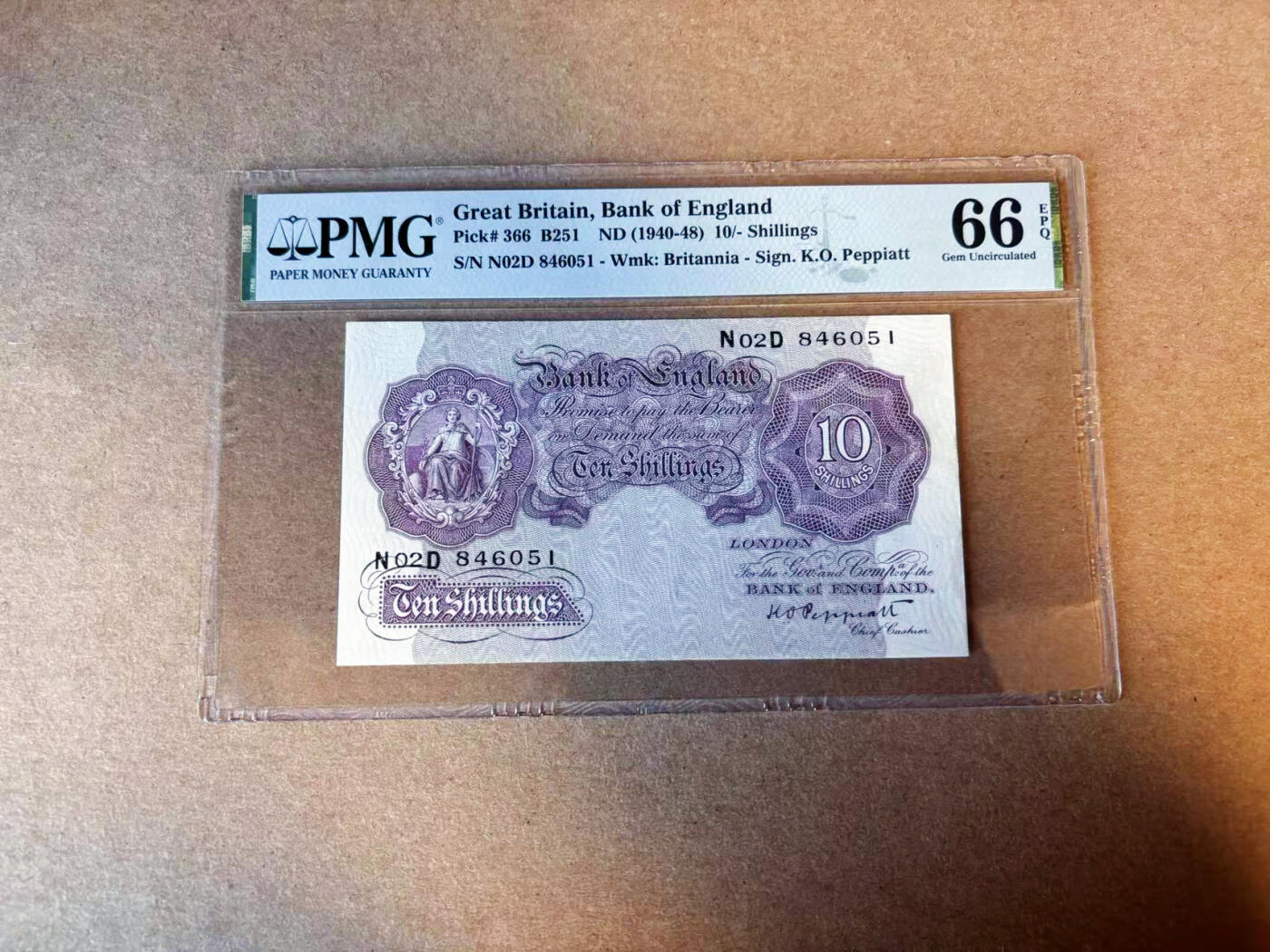 【Blue Auction】✨世界纸币精拍第587期【精】 英国 1940-48年10先令 紫色版 PMG66EPQ  