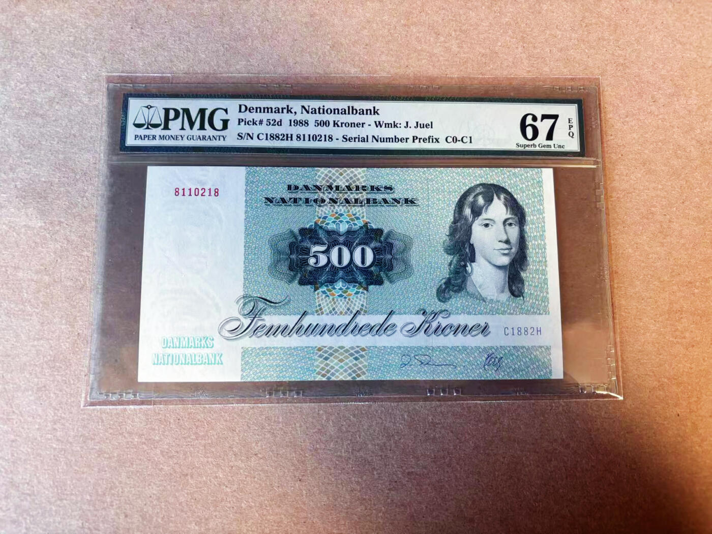 【Blue Auction】✨世界纸币精拍第587期【精】 【无47】丹麦 1988年500克朗 大蜥蜴 PMG67EPQ 高分 老壳