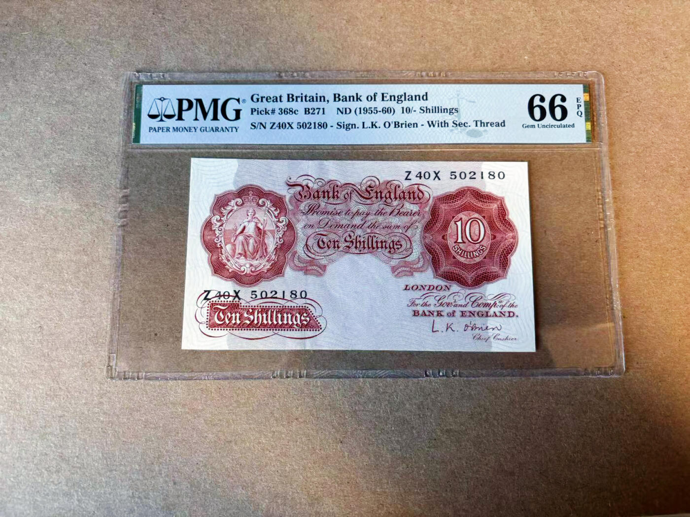 【Blue Auction】✨世界纸币精拍第587期【精】 【无47】英国 1955-60年10先令 PMG66EPQ  