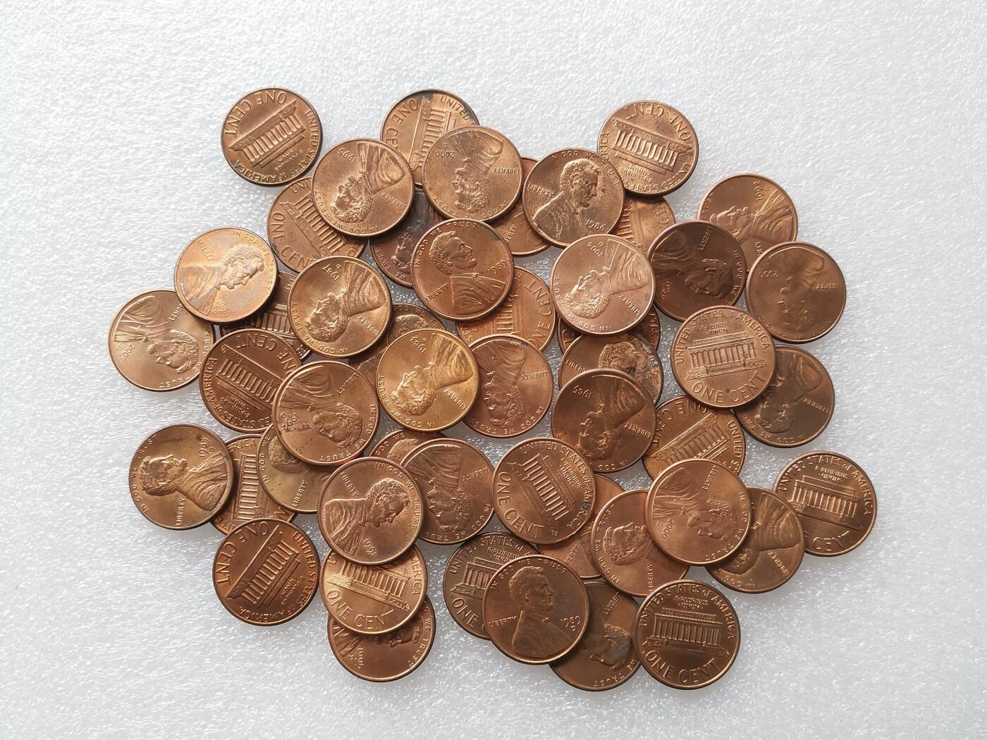 第一海外回流一元起拍收藏 散集专场. 第145期 美国林肯堂1美分 50枚