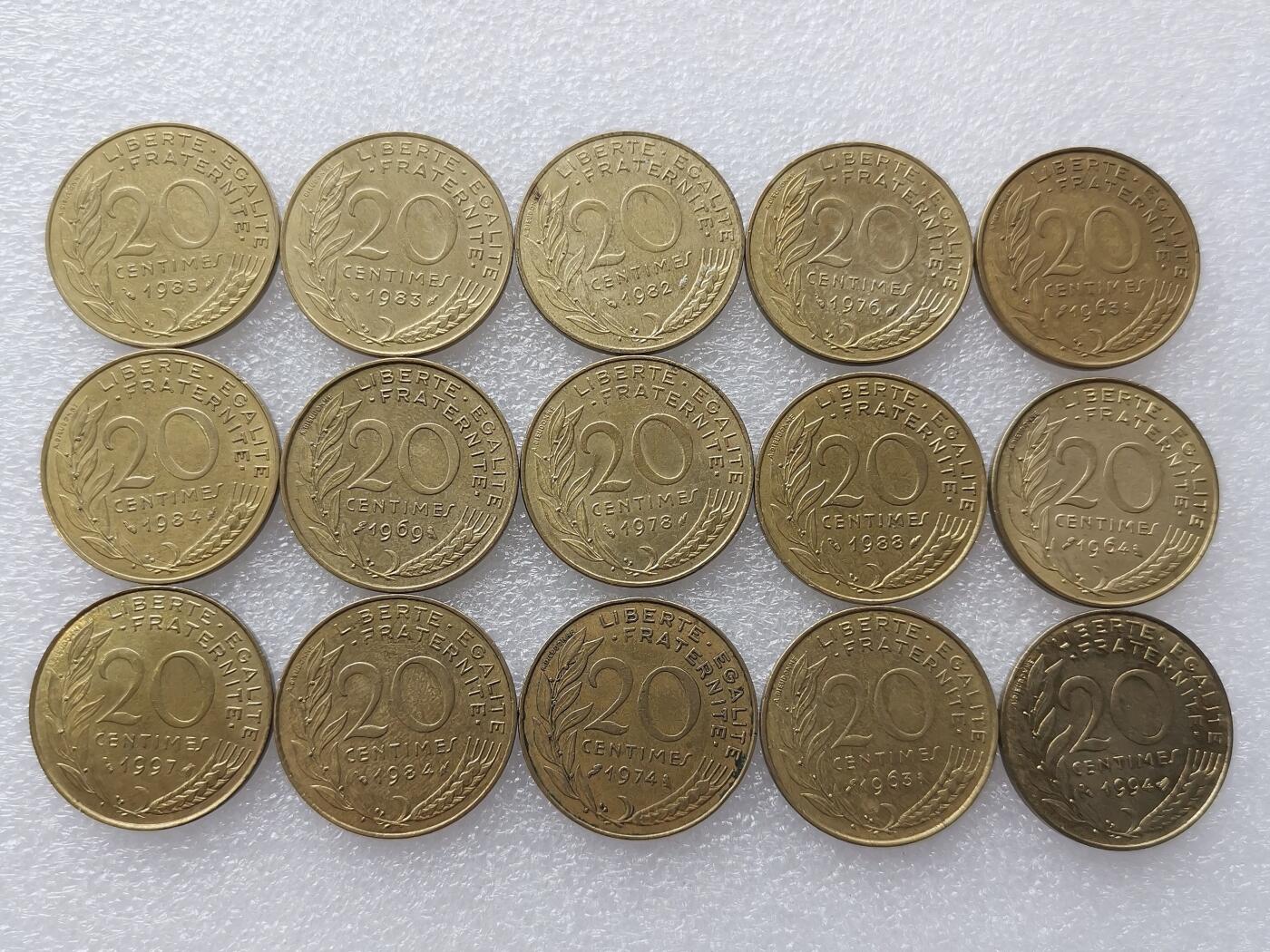 第一海外回流一元起拍收藏 散集专场. 第145期 法国20分 15枚