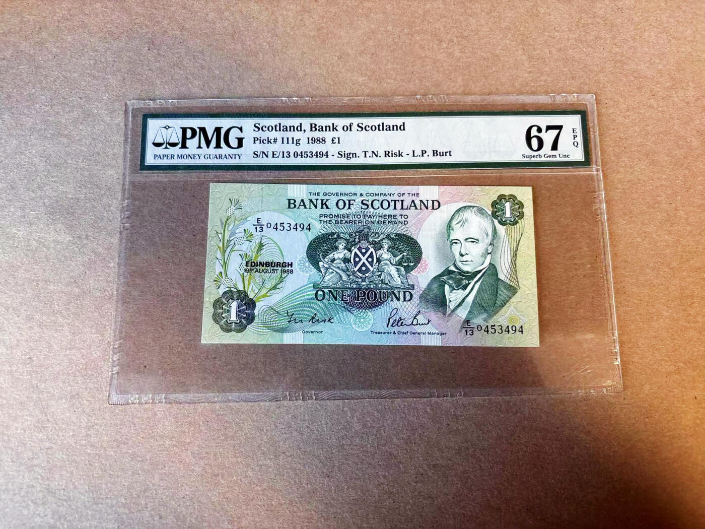【Blue Auction】✨世界纸币精拍第587期【精】 苏格兰 1988年1镑PMG67EPQ 高分