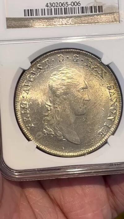 NGC-MS65 1808萨克森奥古斯特1泰勒大银币唯一冠军