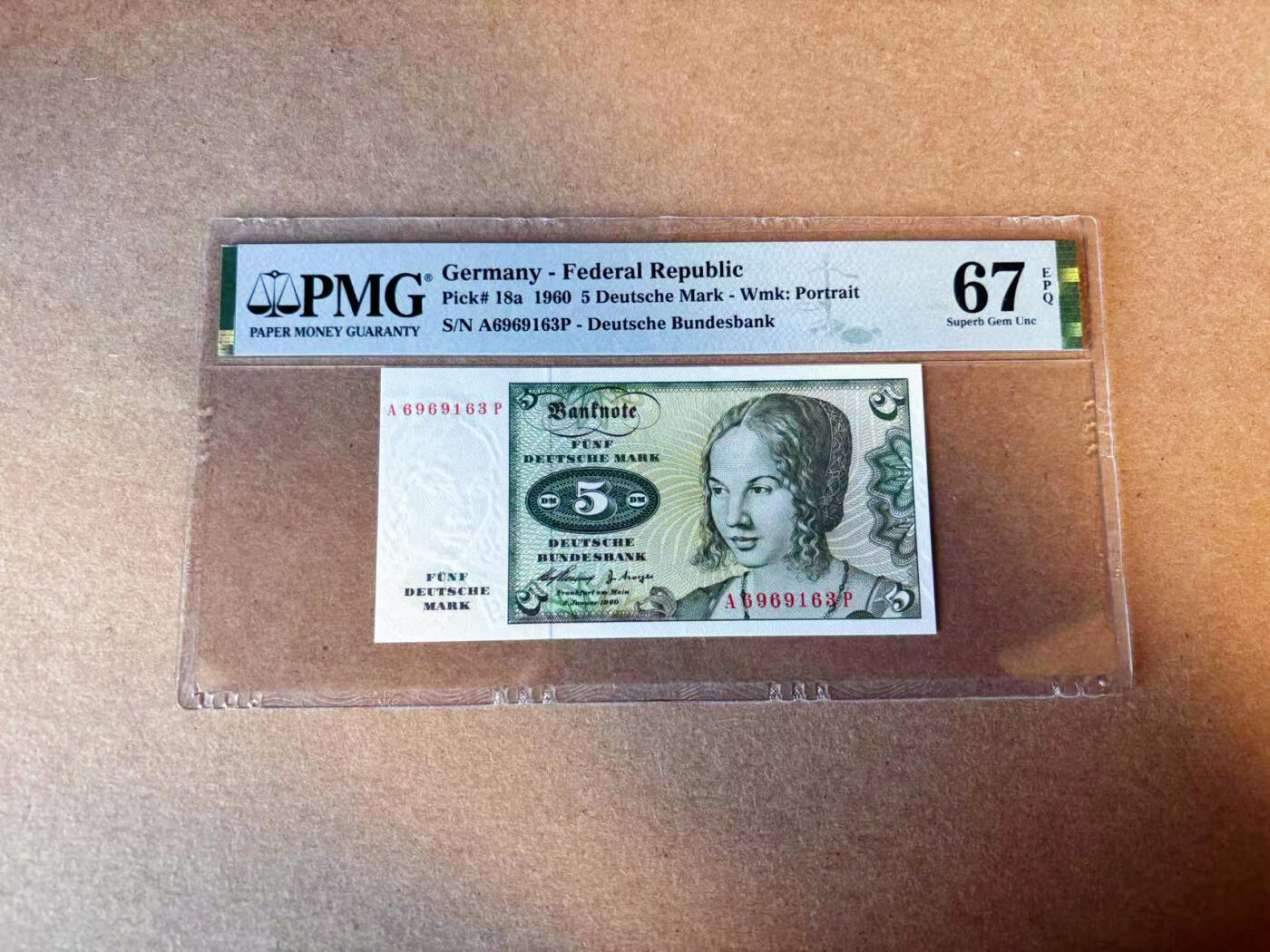 【Blue Auction】✨世界纸币精拍第587期【精】 【无47】德国 1960年5马克 PMG67EPQ 高分 