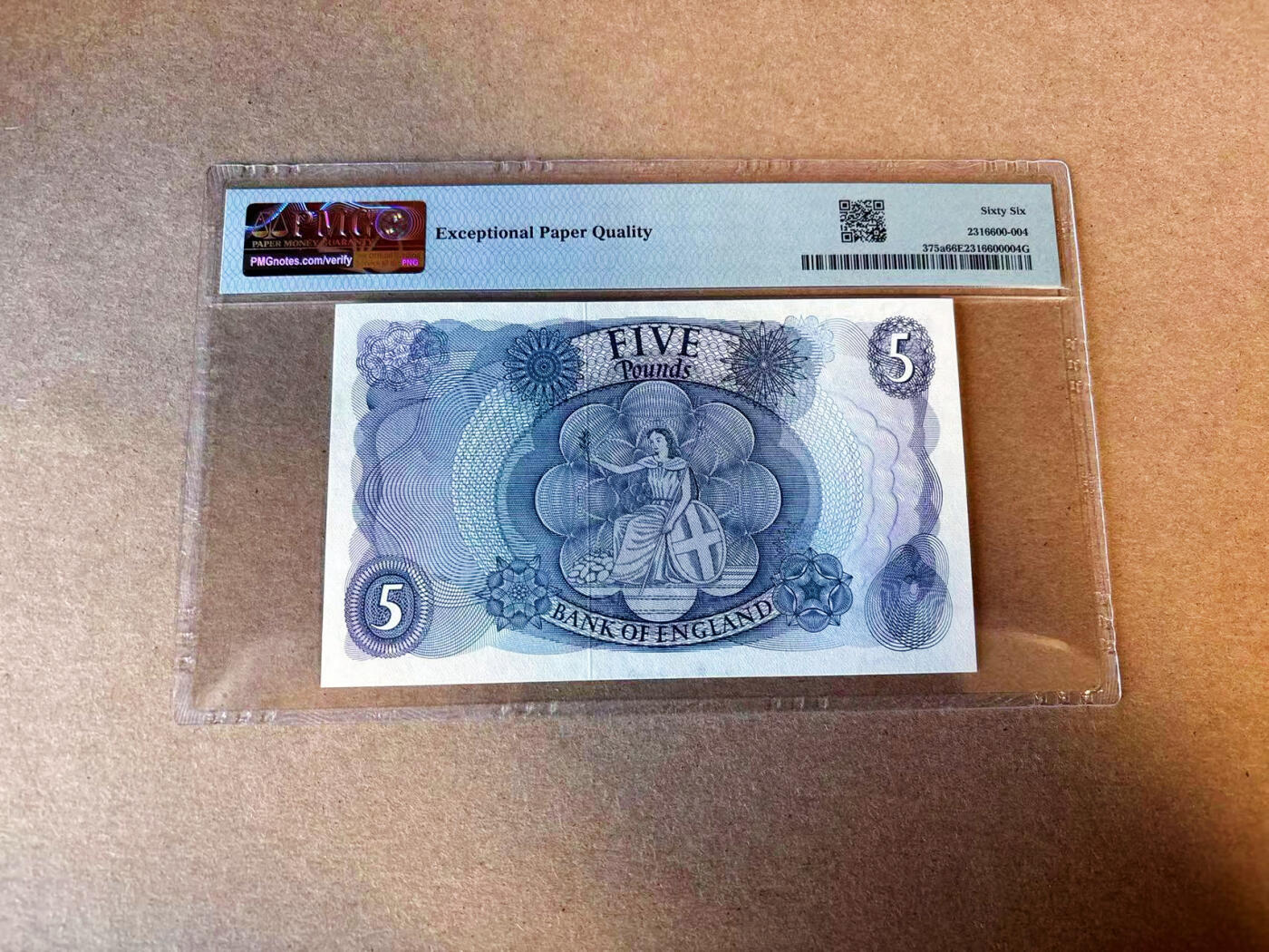 【Blue Auction】✨世界纸币精拍第587期【精】 【无47】英国 1963-66年5镑  PMG66EPQ  