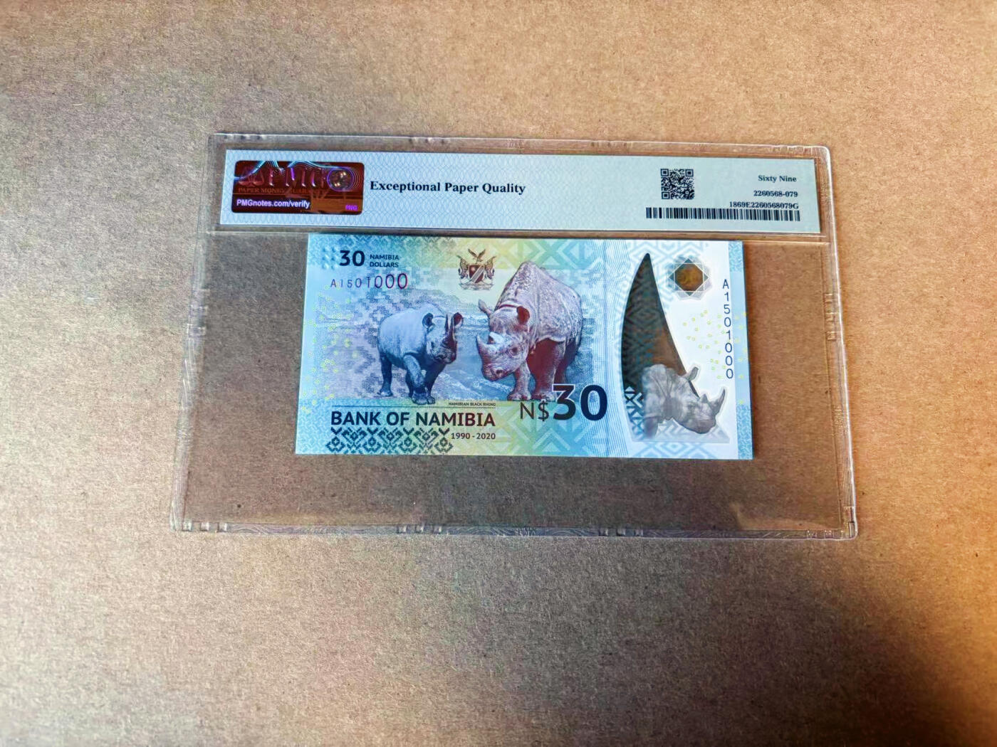 【Blue Auction】✨世界纸币精拍第587期【精】  【000豹子号】纳米比亚 2020年30元 PMG69EPQ 近满分