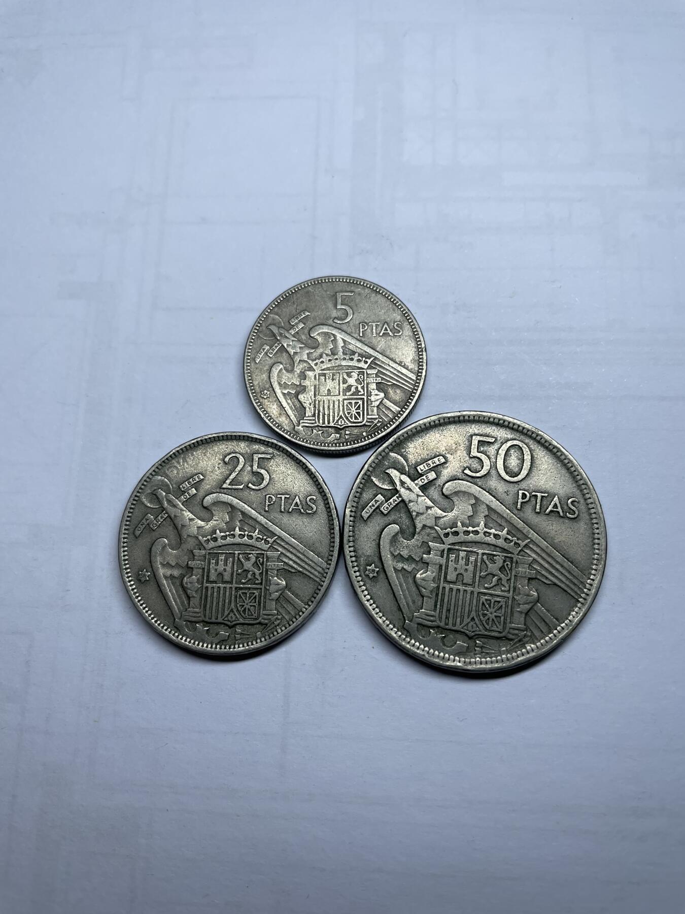 每日一拍，2024年集古藏今外币拍卖第十八期-第8场—（总第178拍），可以寄存60天，满160元包邮。 西班牙各面值3枚