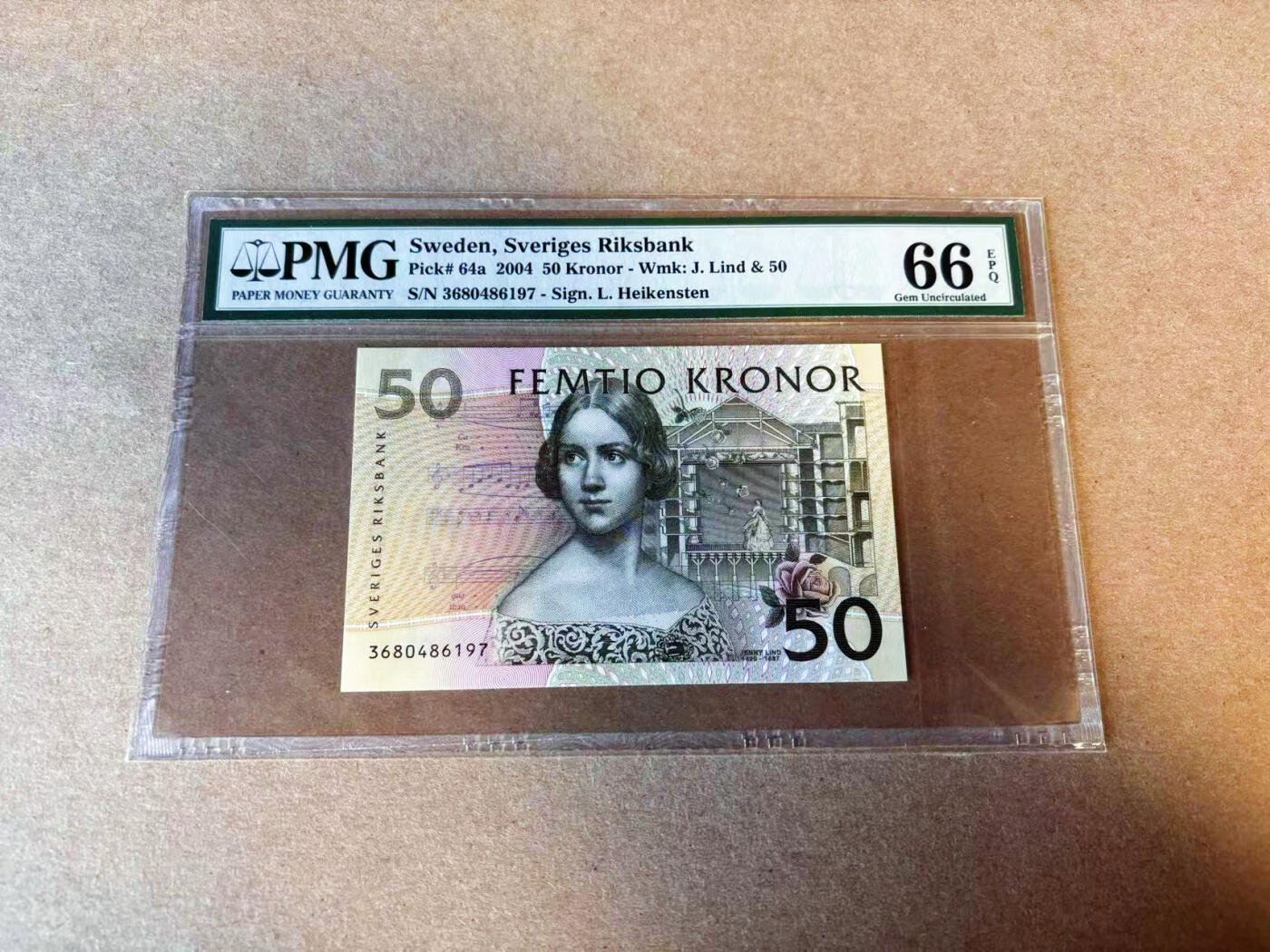 【Blue Auction】✨世界纸币精拍第587期【精】 【a版】瑞典 2004年50克朗 PMG66EPQ 