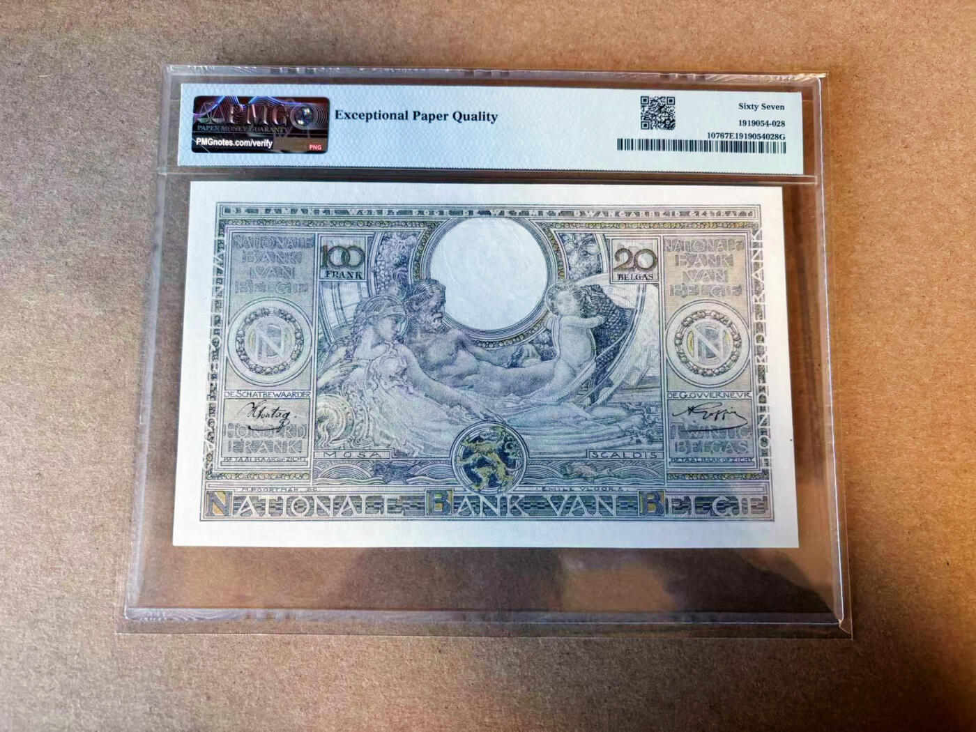 【Blue Auction】✨世界纸币精拍第587期【精】 比利时 1943年100法郎 PMG67EPQ 高分