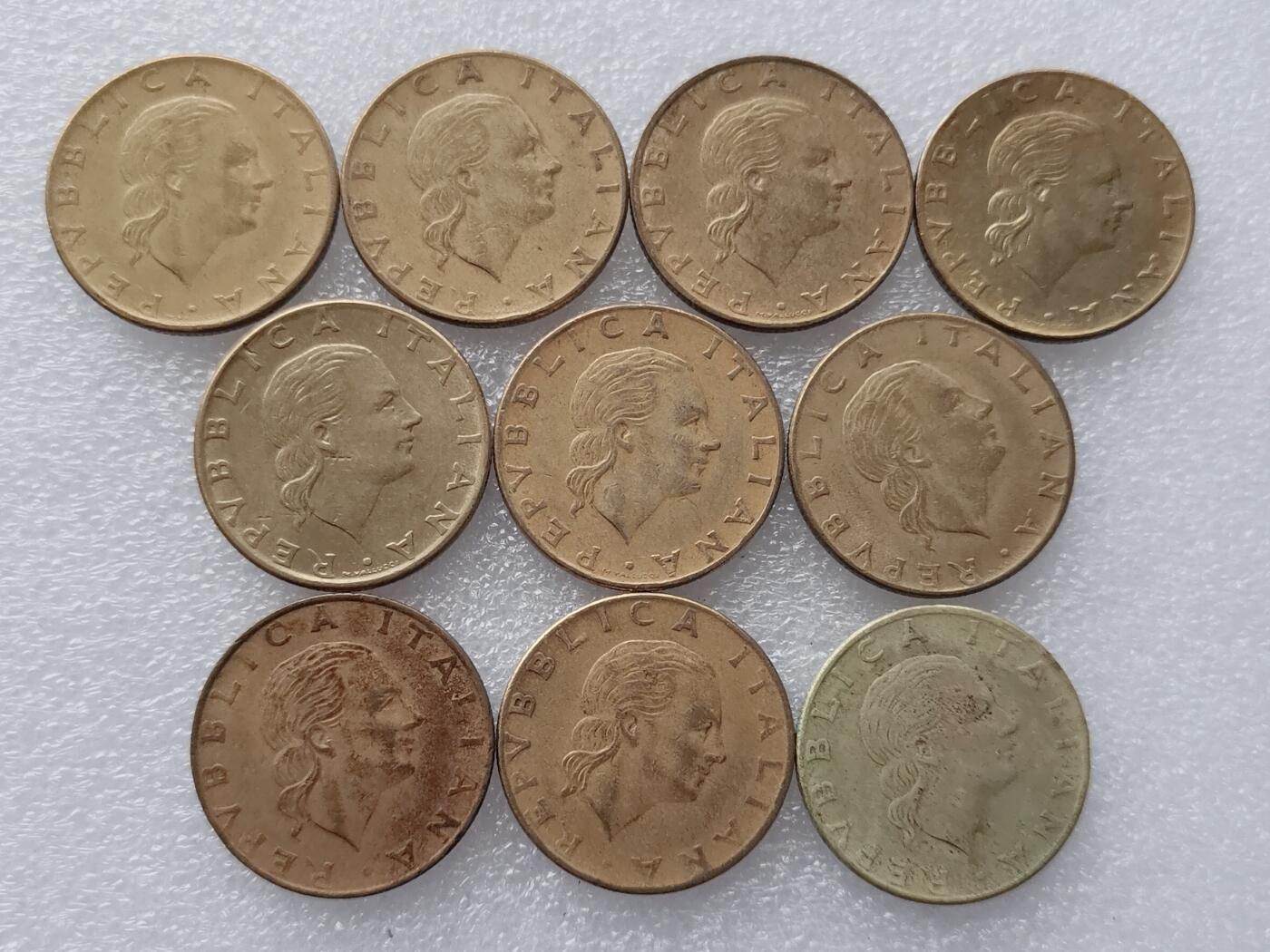 第一海外回流一元起拍收藏 散集专场. 第145期 意大利200里拉铜币 10枚