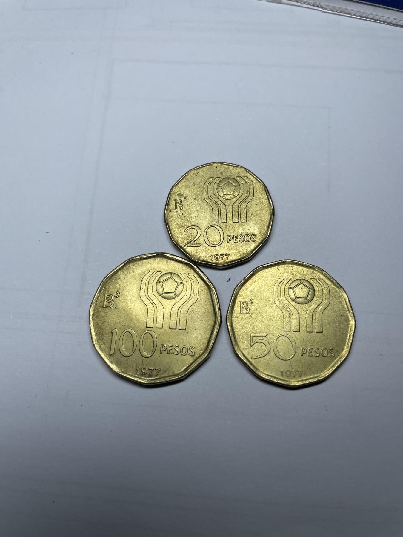 每日一拍，2024年集古藏今外币拍卖第十八期-第8场—（总第178拍），可以寄存60天，满160元包邮。 1978年阿根廷三枚