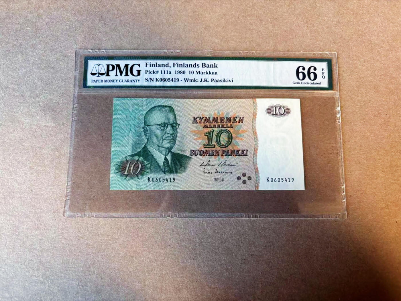 【Blue Auction】✨世界纸币精拍第587期【精】 芬兰 1980年10马克 PMG66EPQ 