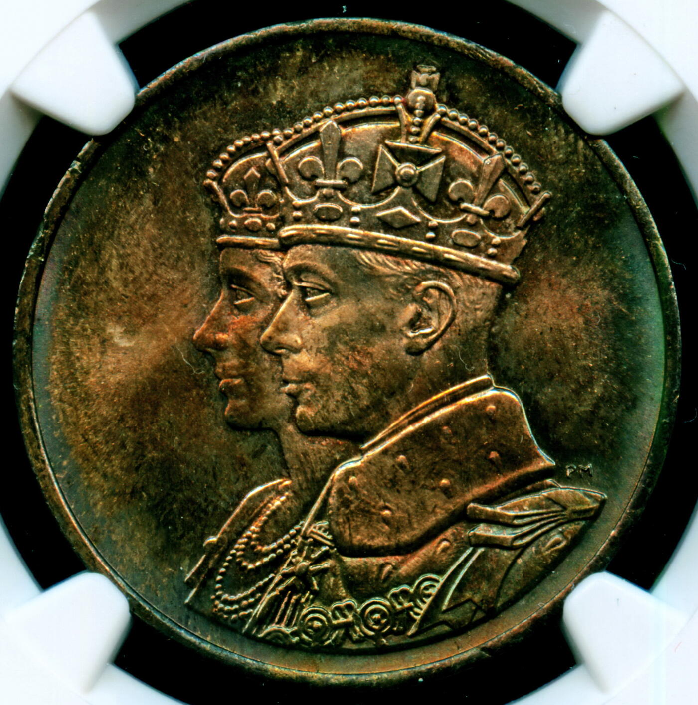 NGC评级MS65加拿大1939年英王乔治六世夫妇访问加拿大纪念银章罕见五彩好品难得遇到 1939 CANADA CHARLTON-252A ROYAL VISIT