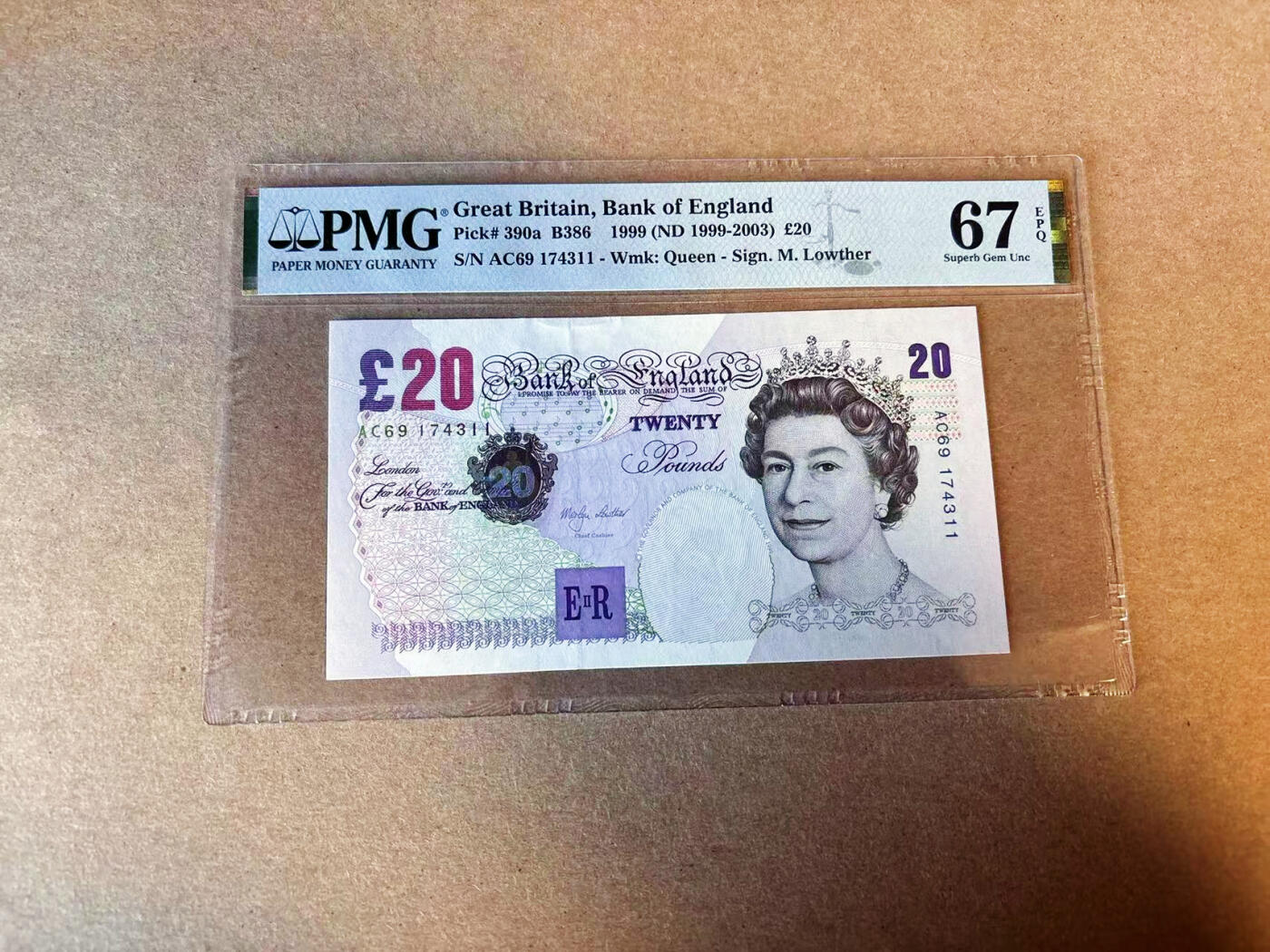 【Blue Auction】✨世界纸币精拍第587期【精】 英国 1999年20镑  PMG67EPQ 高分