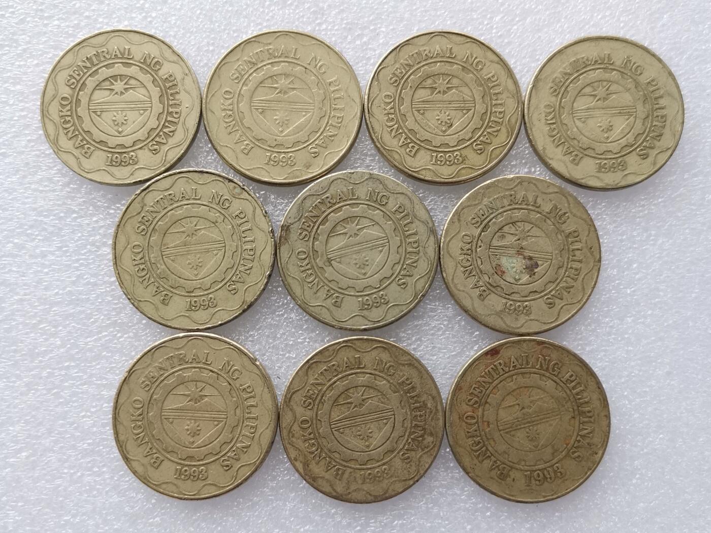 第一海外回流一元起拍收藏 散集专场. 第145期 菲律宾5比索硬币 10枚