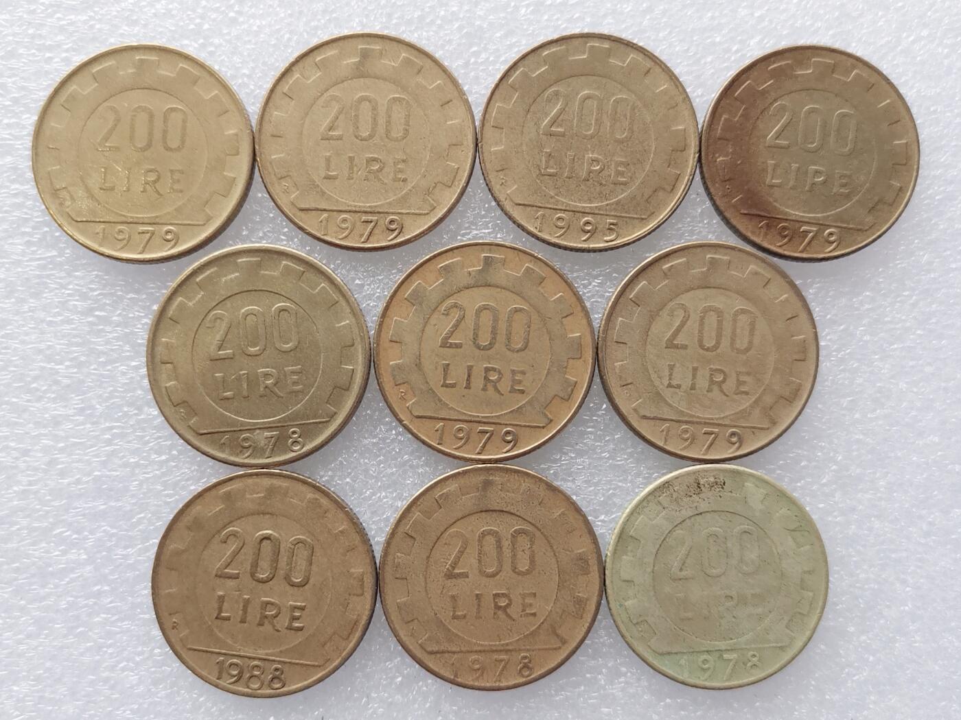 第一海外回流一元起拍收藏 散集专场. 第145期 意大利200里拉铜币 10枚