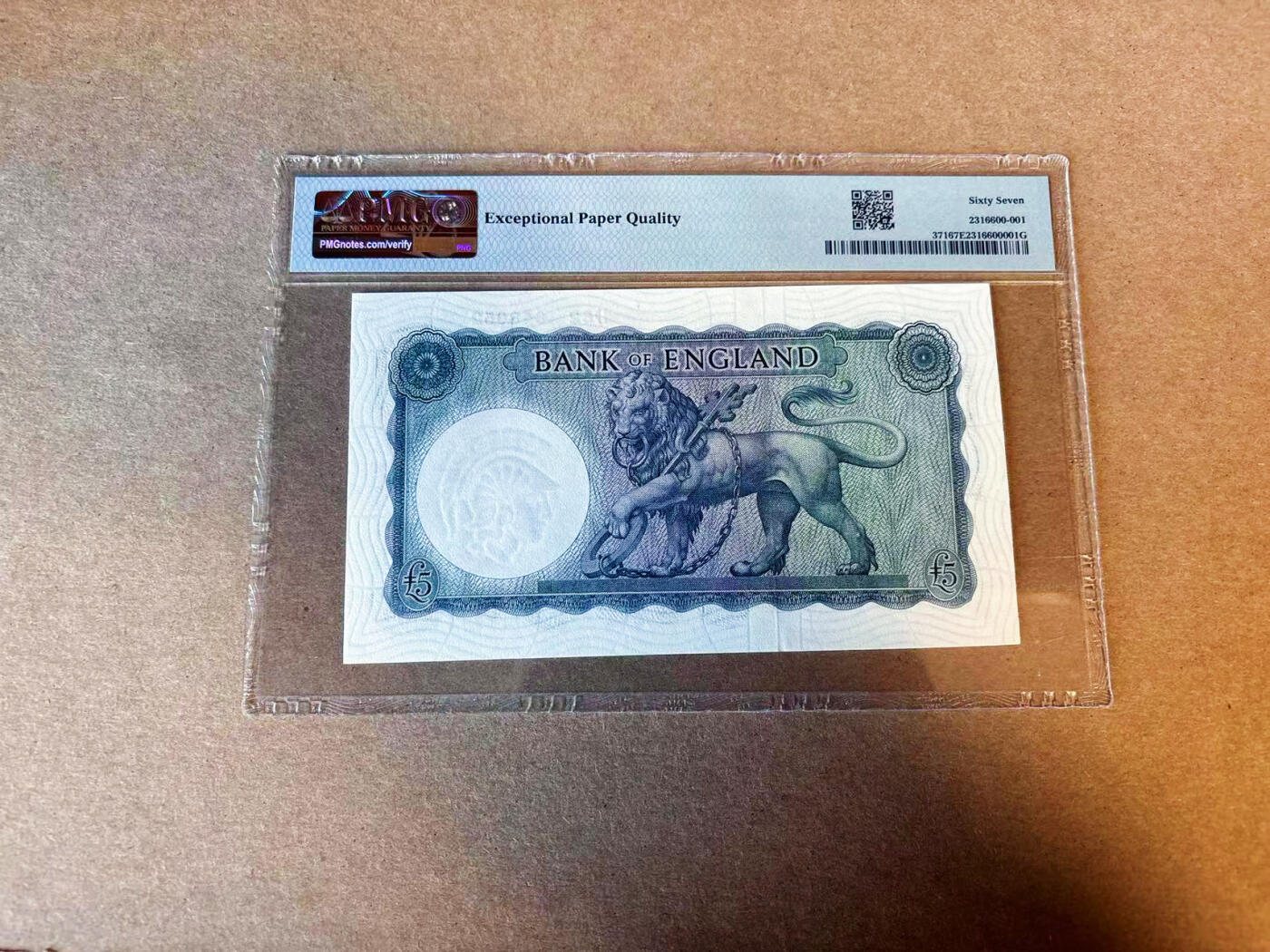 【Blue Auction】✨世界纸币精拍第587期【精】 英国 B序列 1957-67年5镑 PMG67EPQ 高分 