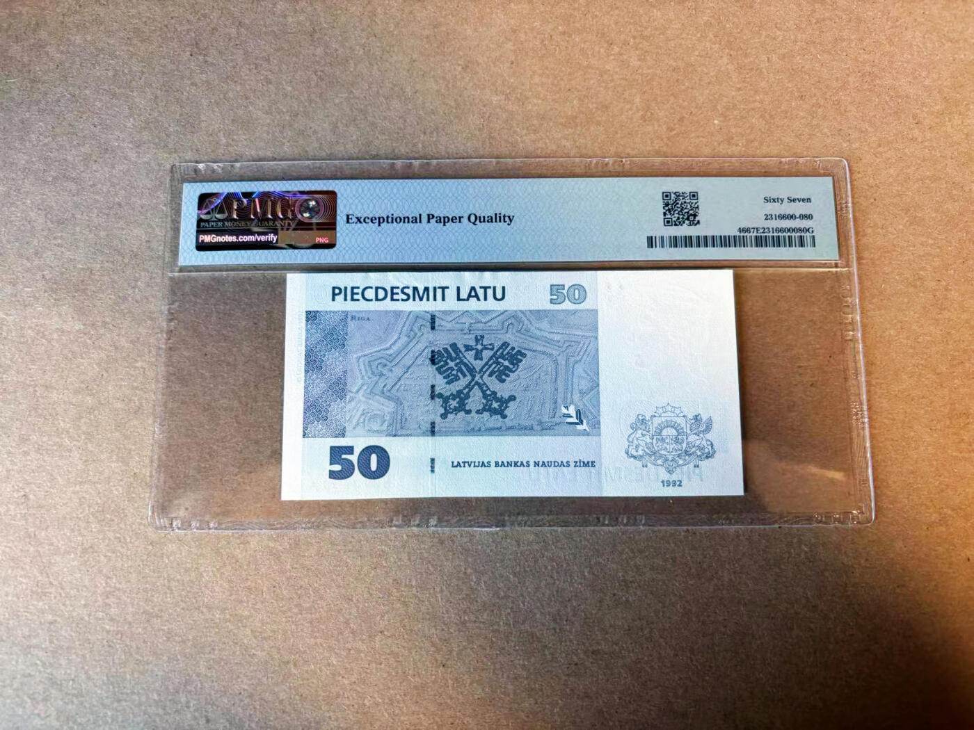 【Blue Auction】✨世界纸币精拍第587期【精】 【AA】拉脱维亚 1992年50拉图  PMG67EPQ 高分
