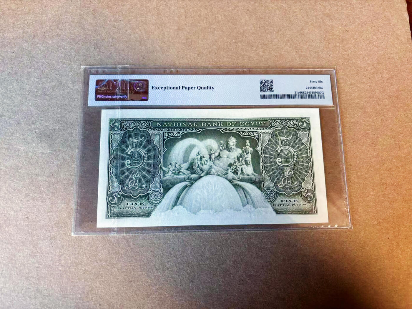 【Blue Auction】✨世界纸币精拍第587期【精】 埃及 1957-59年5镑 尼罗河神 PMG66EPQ 