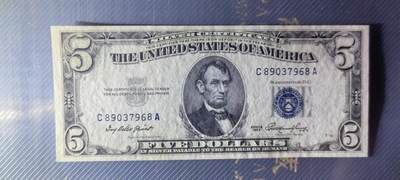 Unc 美国纸币 1953年正版 5元纸币 银币券 - Unc 美国纸币 1953年正版 5元纸币 银币券