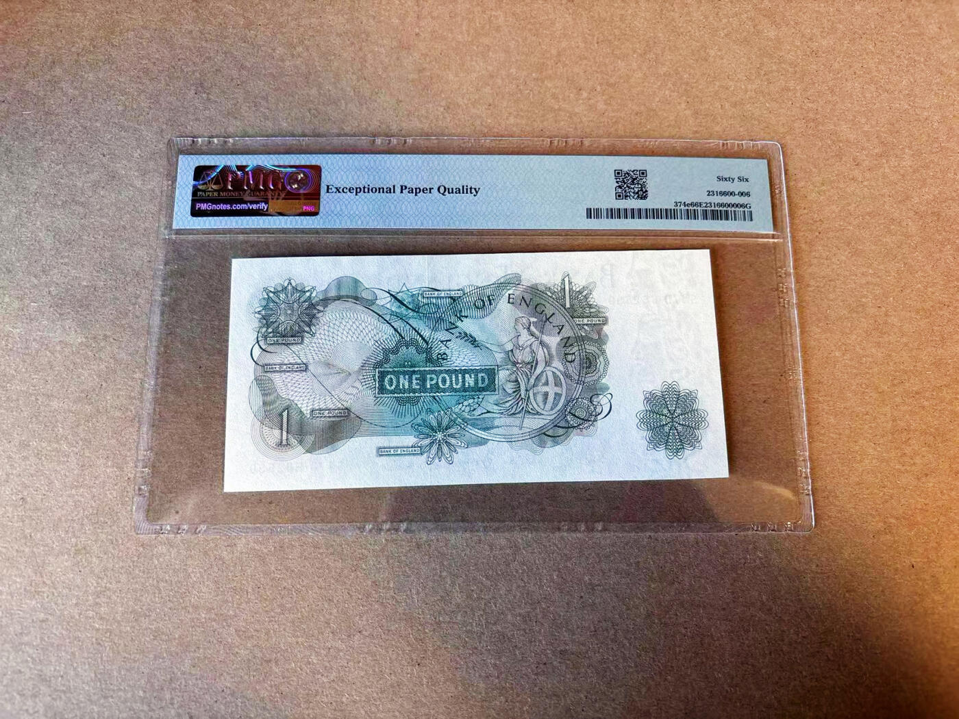 【Blue Auction】✨世界纸币精拍第587期【精】 【无47】英国 1966-70年1镑  PMG66EPQ  