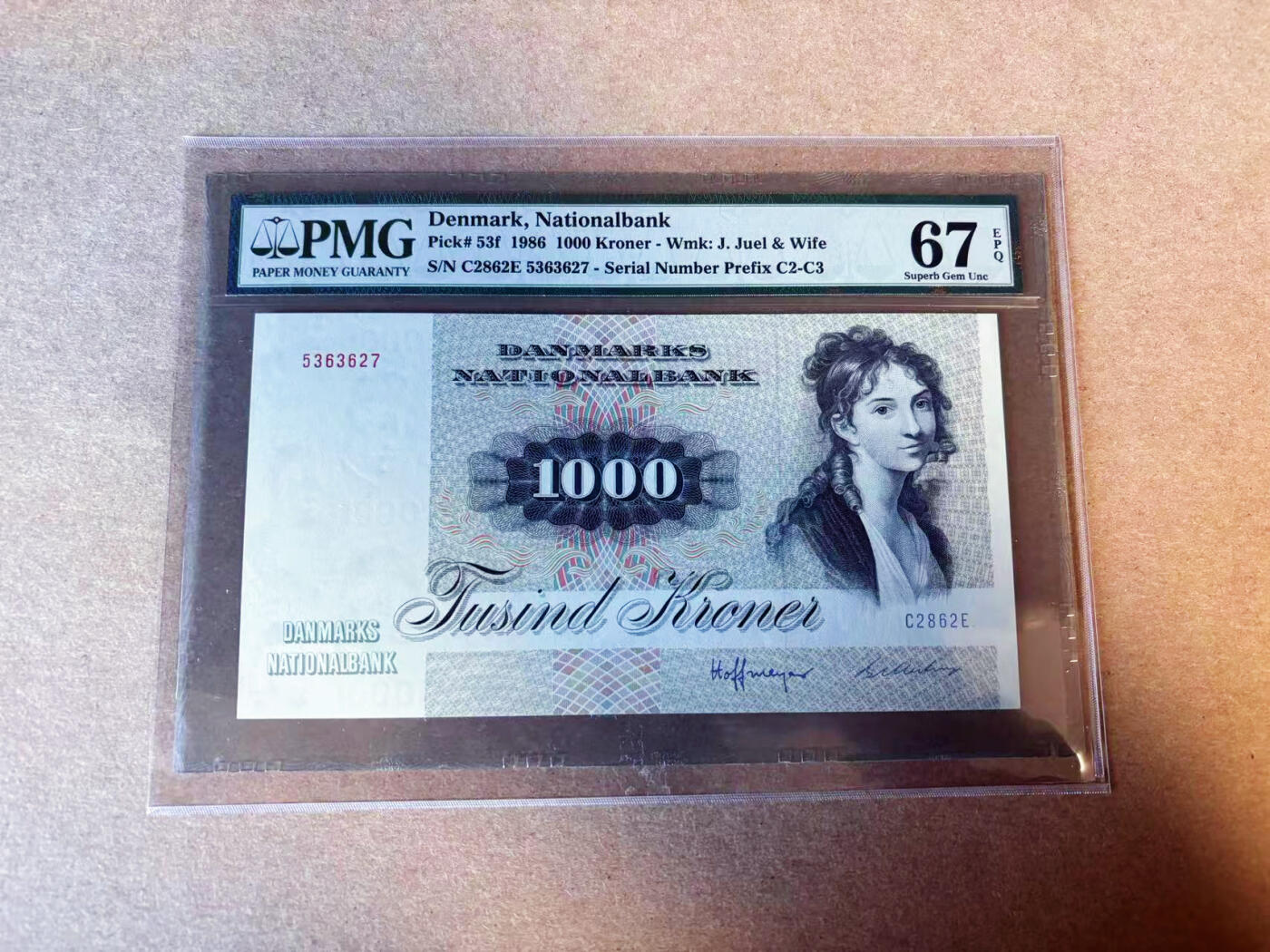 【Blue Auction】✨世界纸币精拍第587期【精】 丹麦 1986年1000克朗 大松鼠 PMG67EPQ 高分 老壳