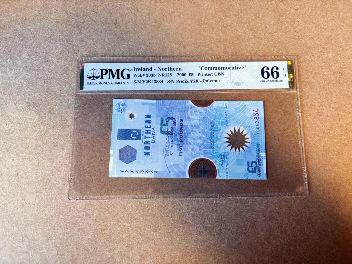 【Blue Auction】✨世界纸币精拍第587期【精】 【雷达号】北爱尔兰 2000年5镑 PMG66EPQ 纪念钞