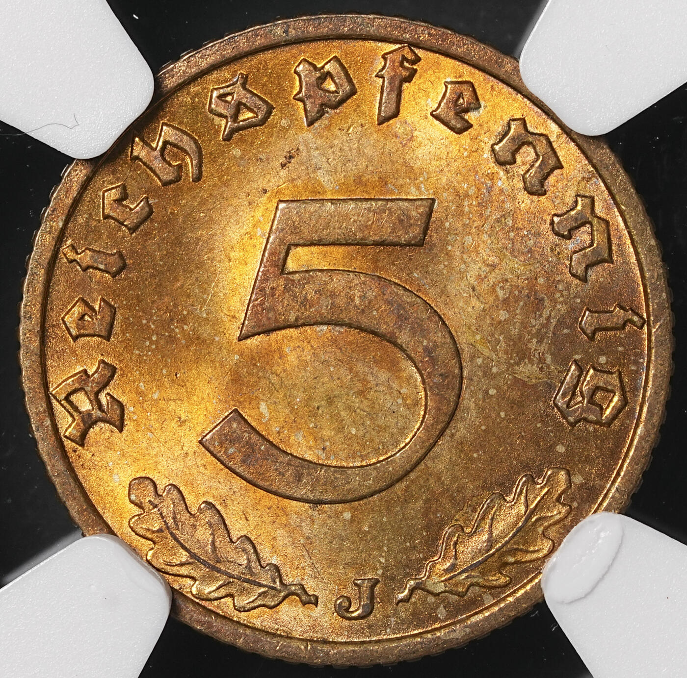 修遠堂世界钱币第四十九期 全场包邮 NGC MS64 1937年德三5芬尼铜币 J厂铭