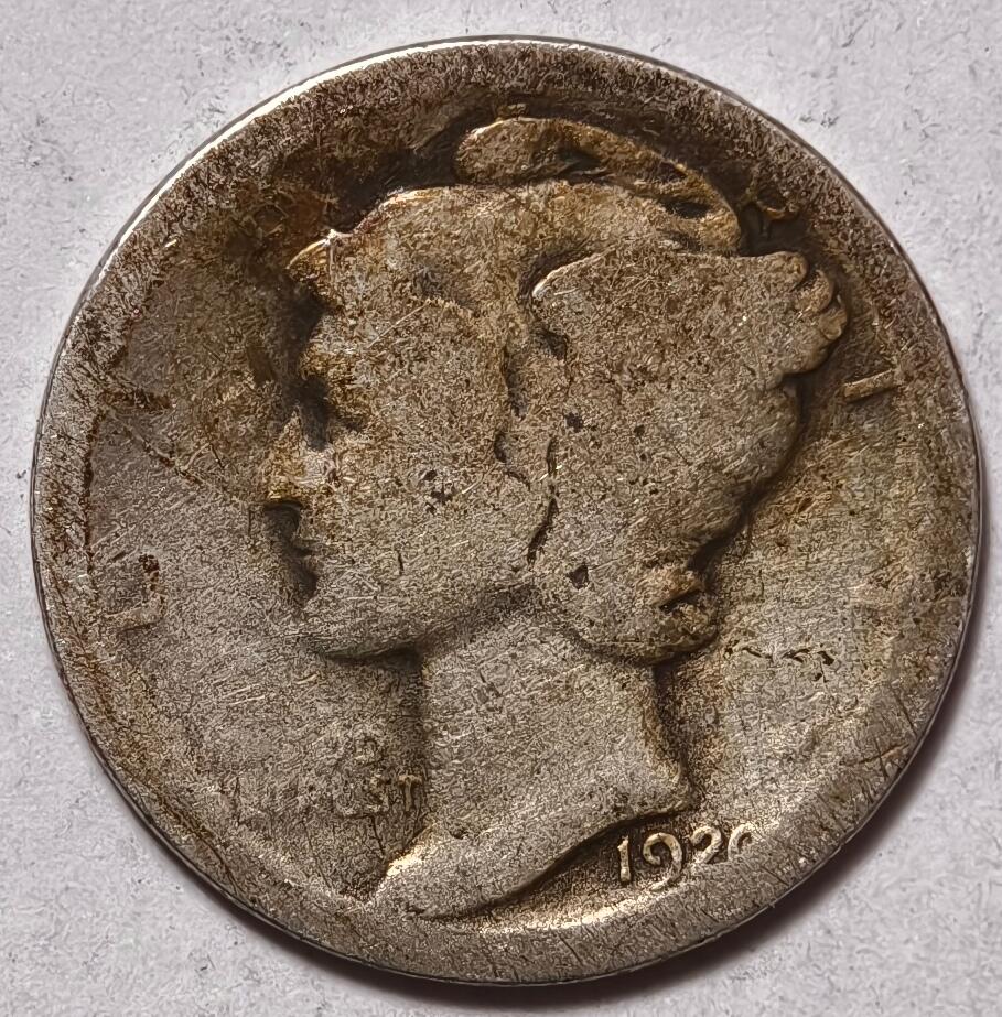 紫瑗钱币——第468期 美国 1920年 墨丘比利 小飞侠 10美分 2.5克 0.9银