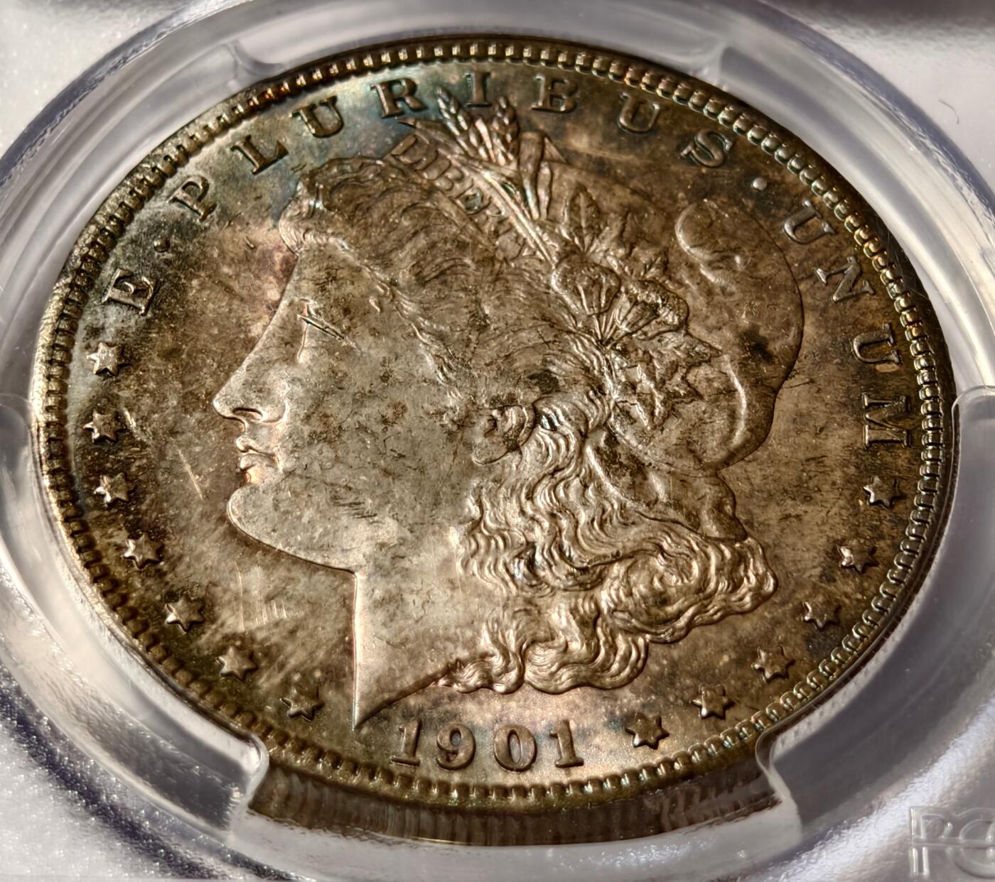 紫瑗钱币——第464期 美国 1901年 O版 摩根 1美元 银币 PCGS MS64 环彩