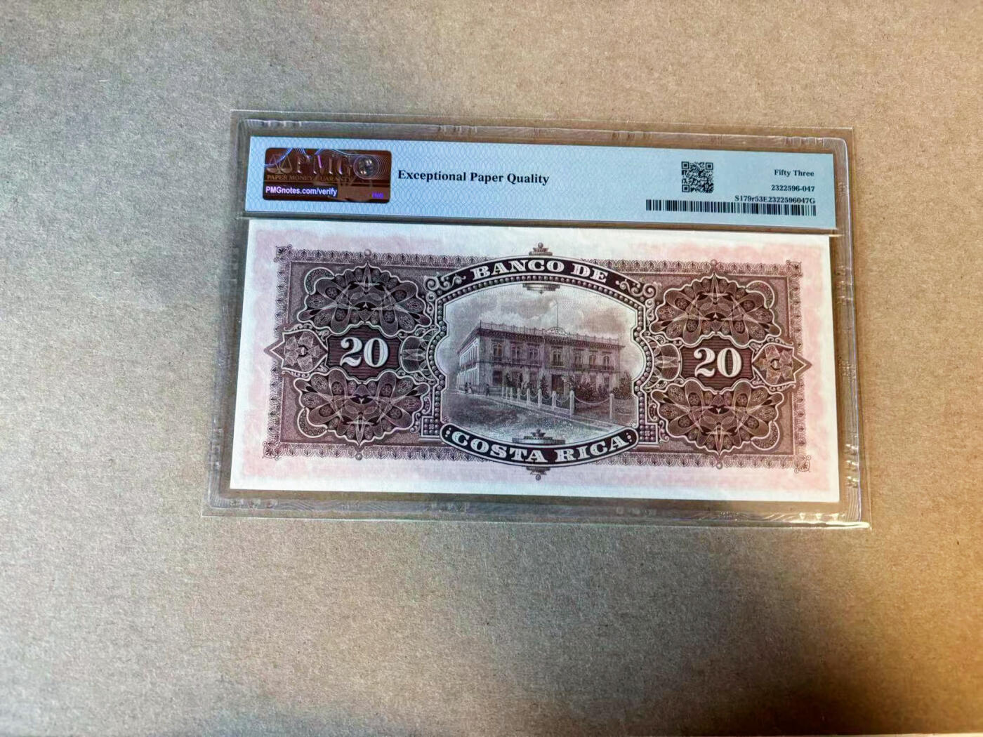 【Blue Auction】✨世界纸币精拍第588期【精】 哥斯达黎加 1906年20克朗 PMG53EPQ 