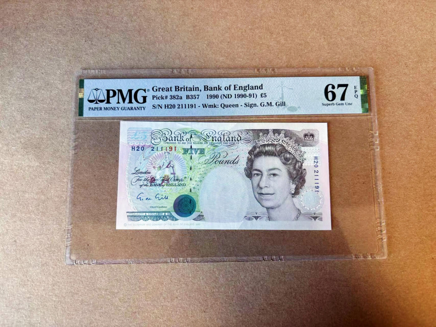 【Blue Auction】✨世界纸币精拍第588期【精】 【无47】英国 E序列初版 1990年5镑 PMG67EPQ 高分