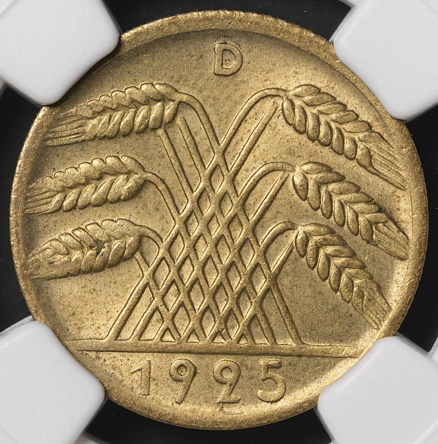 修遠堂世界钱币第四十九期 全场包邮 NGC MS65 1925年德国魏玛政府10芬尼 D厂铭