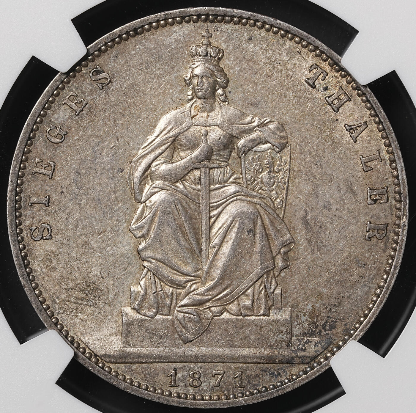 修遠堂世界钱币第四十九期 全场包邮 NGC AU58 1871年普鲁士-普法战争胜利1泰勒银币