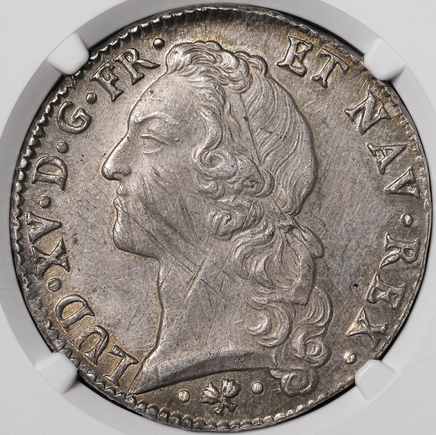 修遠堂世界钱币第四十九期 全场包邮 NGC MS62 1764年法国1埃居大银币 路易十五 五彩包浆