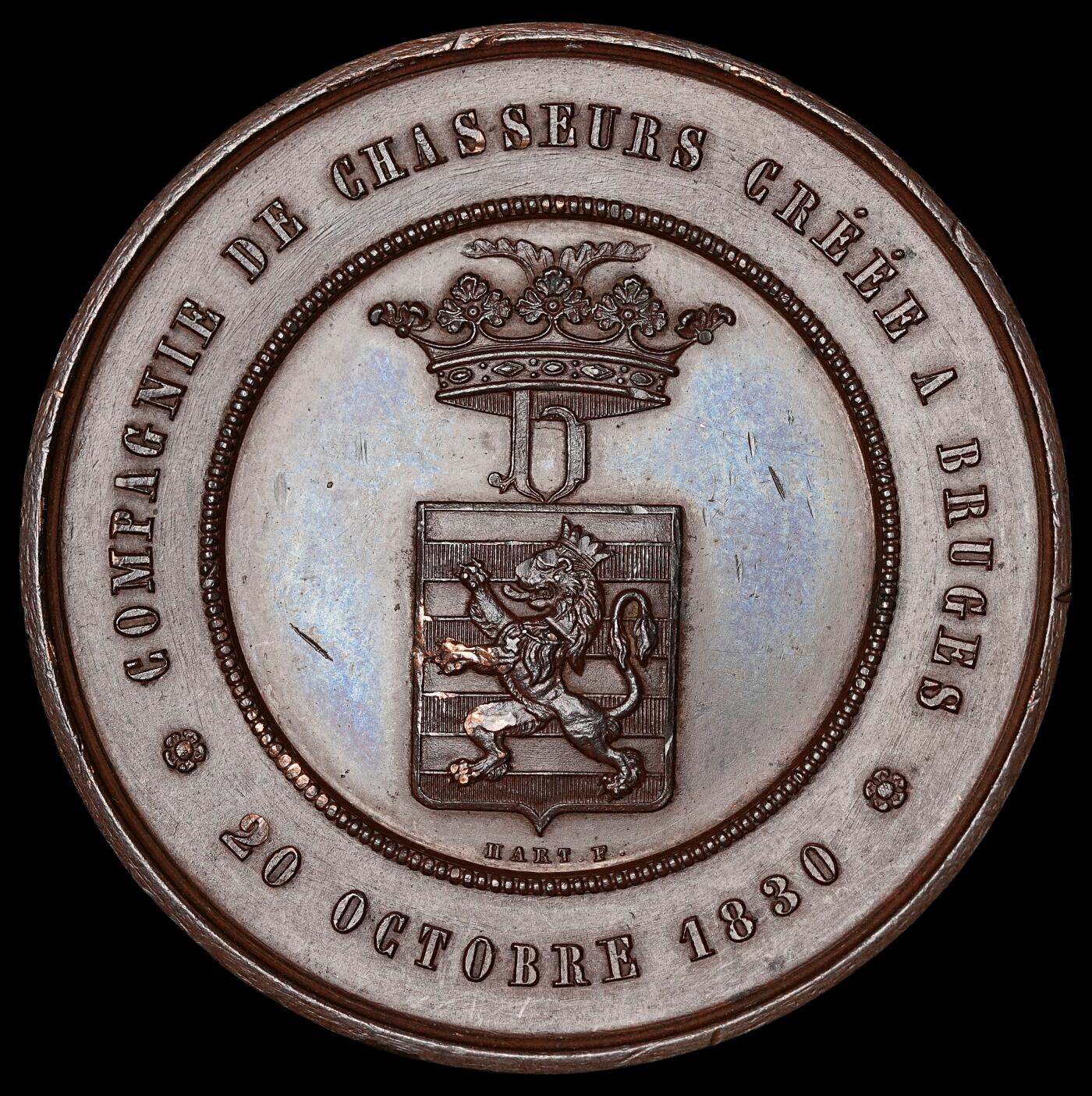 修遠堂世界钱币第四十九期 全场包邮 1905年比利时建国75周年纪念大铜章 55mm，60.50g