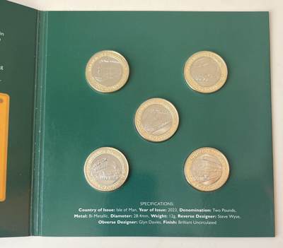 S&S Numismatic世界钱币-拍卖 第97期  - 马恩岛2023年 英国铁路历史 2英镑双色纪念币5枚全套官方卡币