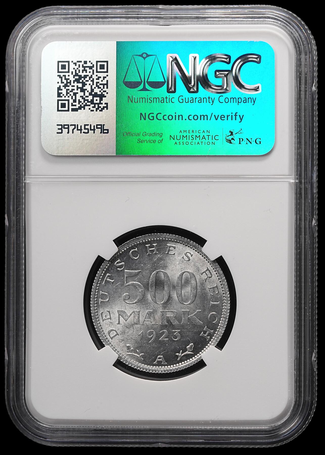 修遠堂世界钱币第四十九期 全场包邮 NGC MS65 1923年魏玛政府500马克