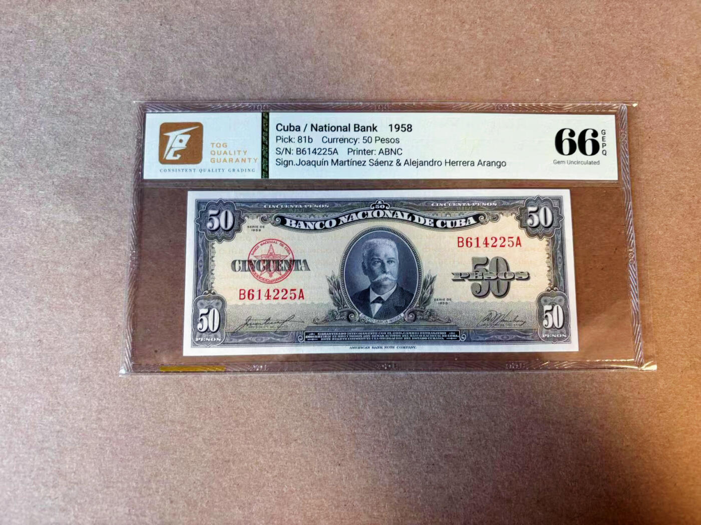 【Blue Auction】✨世界纸币精拍第588期【精】 古巴 1958年50比索  TQG66EPQ 