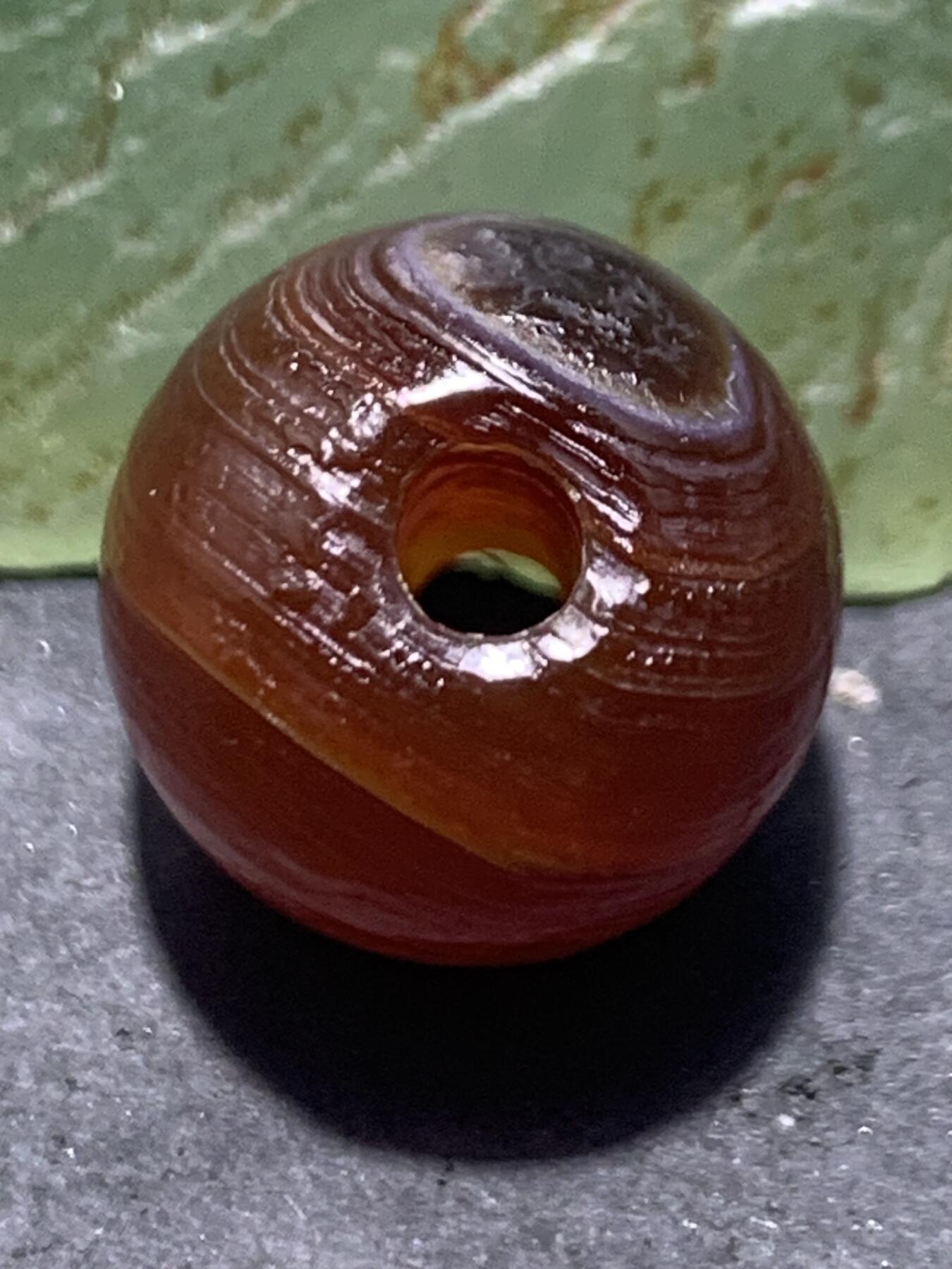 精美高玉化天眼风化纹缠丝玛瑙老形桶珠一颗