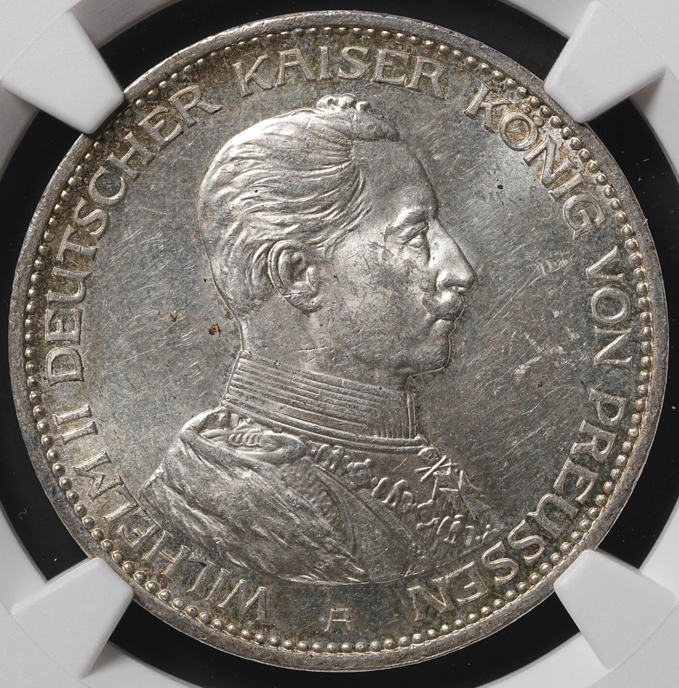 修遠堂世界钱币第四十九期 全场包邮 NGC MS63 1914年普鲁士威廉二世军装3马克银币 流通版马克MS少见